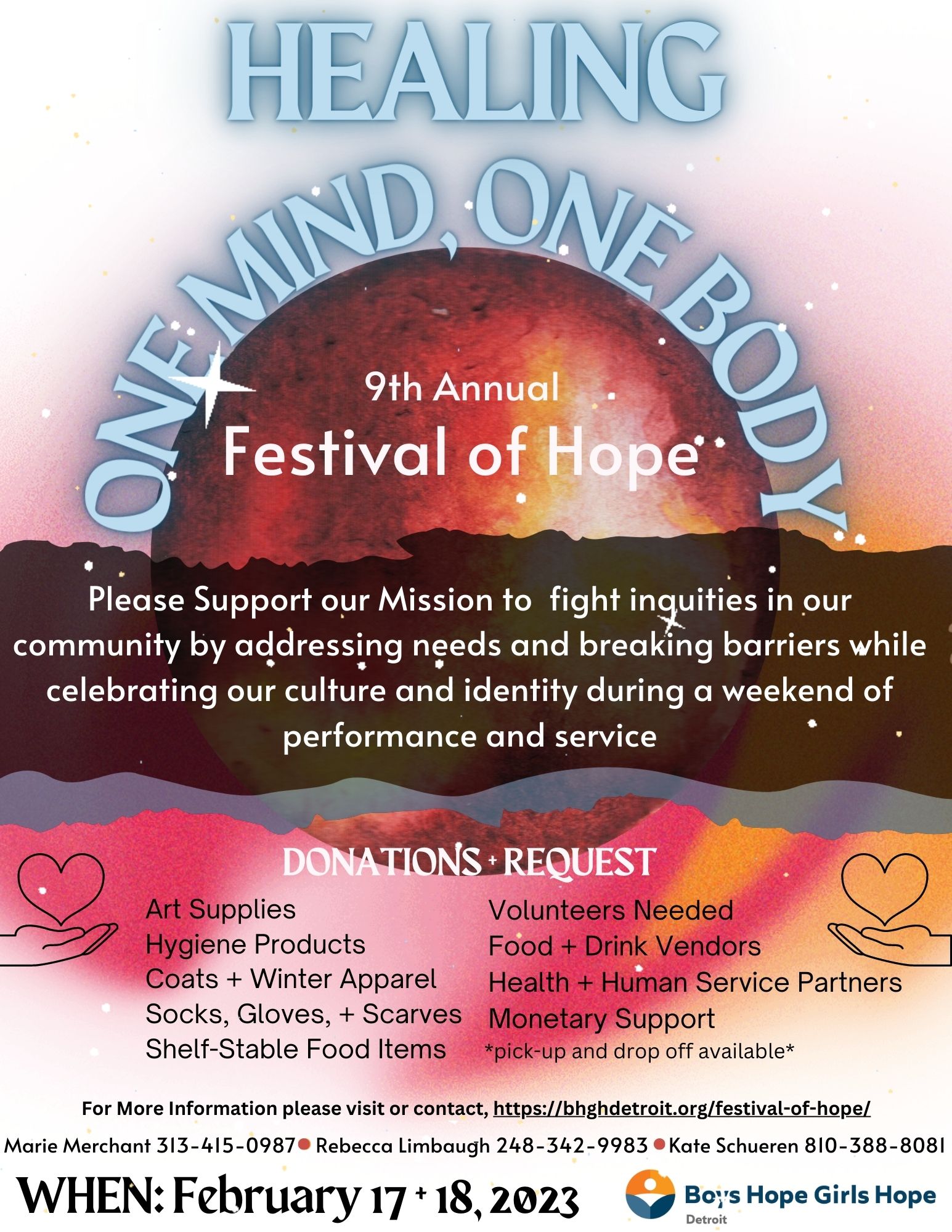 "Healing, One Mind, One Body" 9th Annual Festival of Hope
